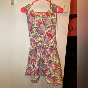 🦋 Bow Tie Open Back A-Line Multi-color Floral Print Sun Dress